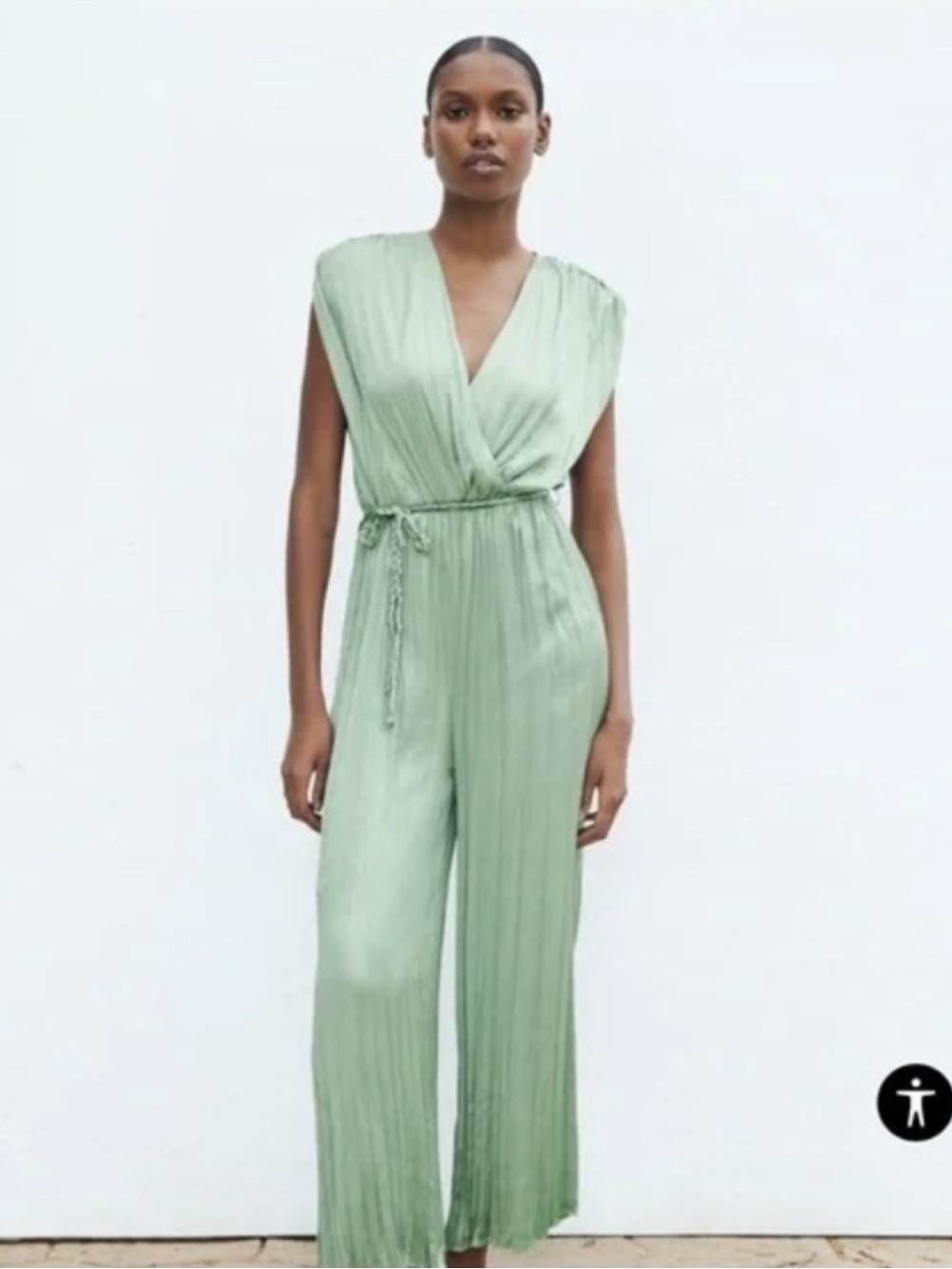 NWT Zara WOVEN BELT SATIN EFFECT JUMPSUIT Women’s size Small